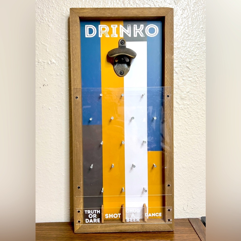 Drinko Plinko Beer Cap Bar Game Wood Framed